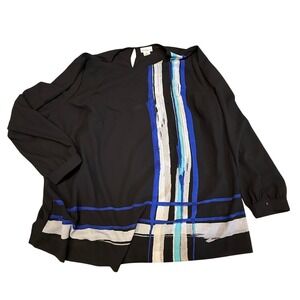 Liz Claiborne Blouse Top Abstract‎ Print Long Sleeve Career Casual 2X